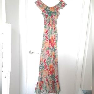 Vintage Tropical Print Floral Dress